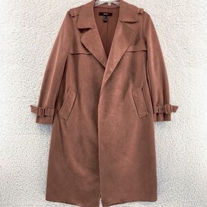 Forever 21 Juniors Womens Sz Small Brown Trench Coat Faux Suede (No Belt)